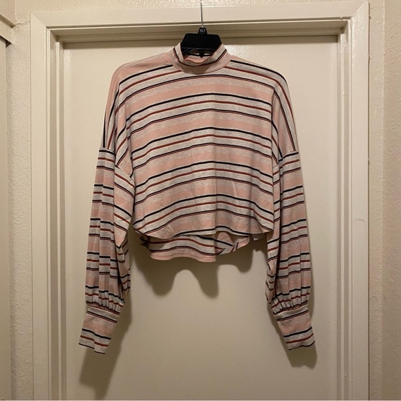 Free people striped cropped mock neck - Picture 3 of 7